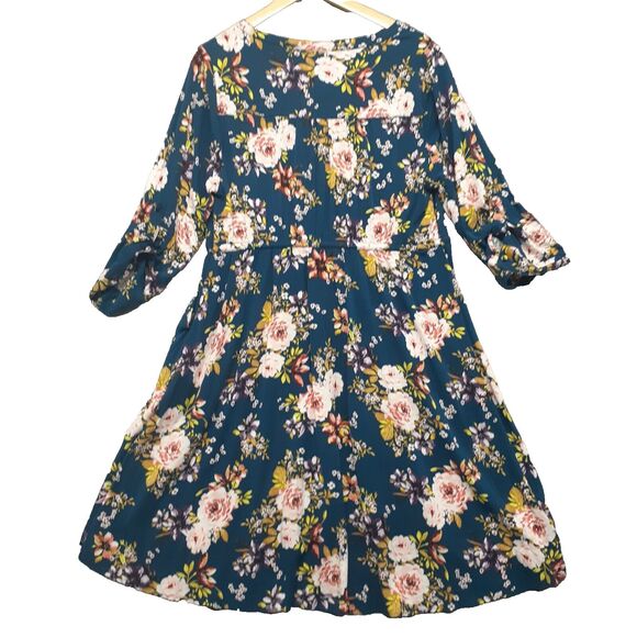 Torrid Dark Blue Floral Mini Challis Zip Front V Neck High Low Dress Size 1X - Picture 7 of 8
